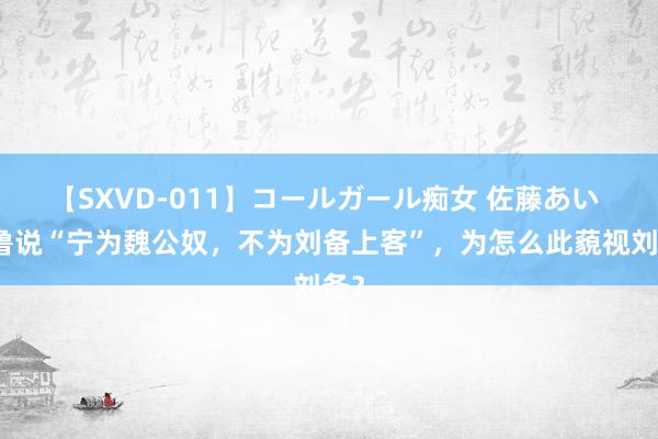 【SXVD-011】コールガール痴女 佐藤あい 张鲁说“宁为魏公奴，不为刘备上客”，为怎么此藐视刘备？