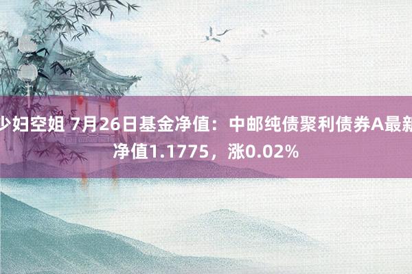 少妇空姐 7月26日基金净值：中邮纯债聚利债券A最新净值1.1775，涨0.02%