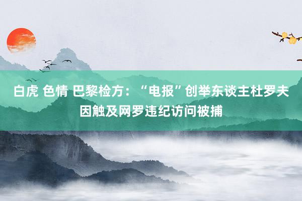 白虎 色情 巴黎检方：“电报”创举东谈主杜罗夫因触及网罗违纪访问被捕